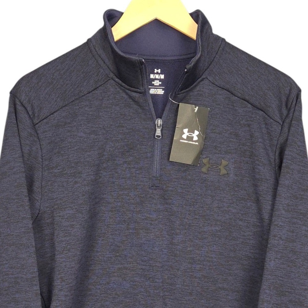 Under Armour Fleece Twist 1/4 Zip Men Medium Blue Pullover Sweatshirt Casual New